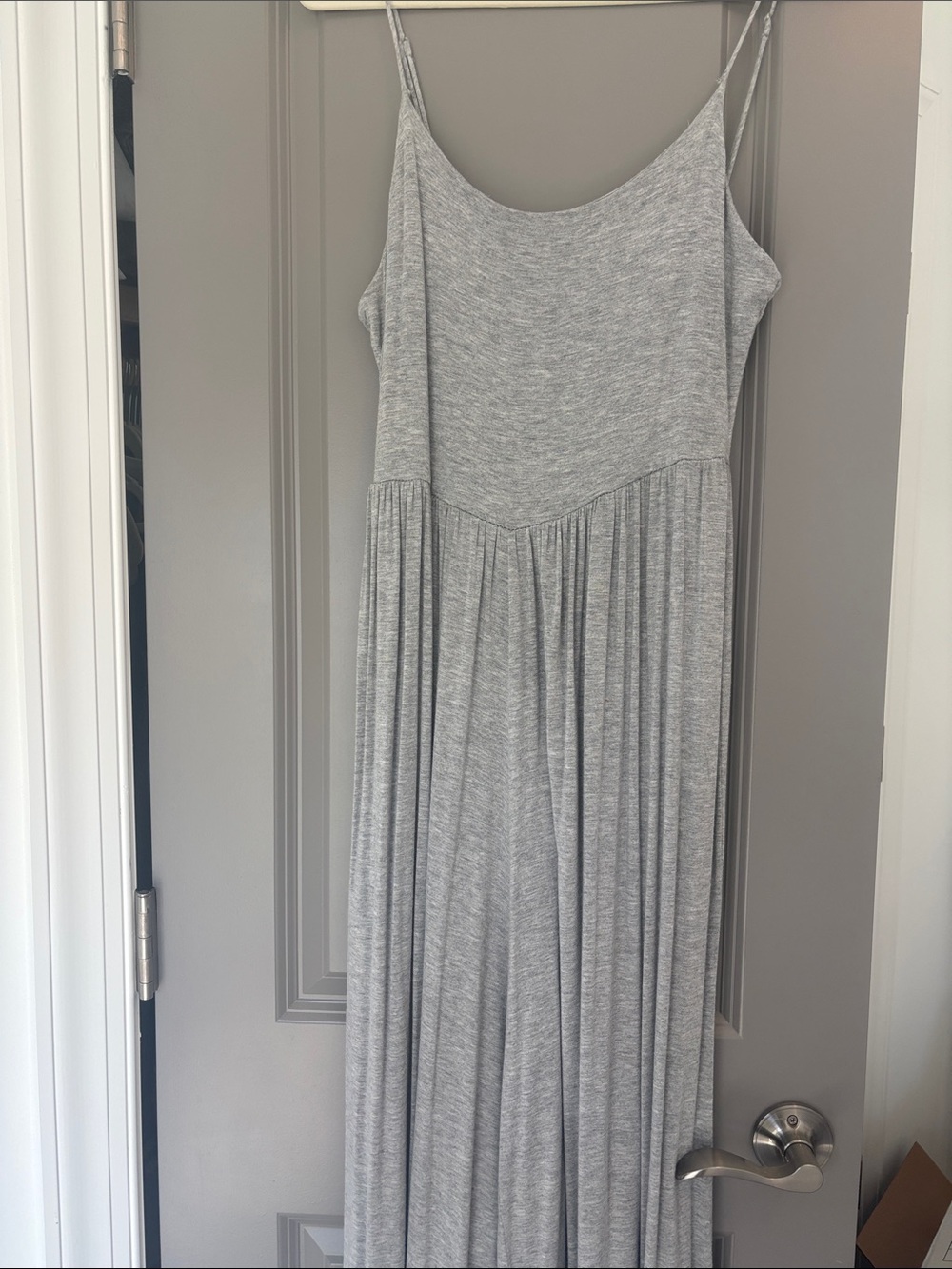 Wide leg Grey Jumpsuit with Spaghetti Straps